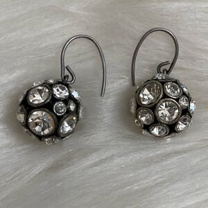 Stunning crystal sphere dangle earrings, 0.5” diameter spheres